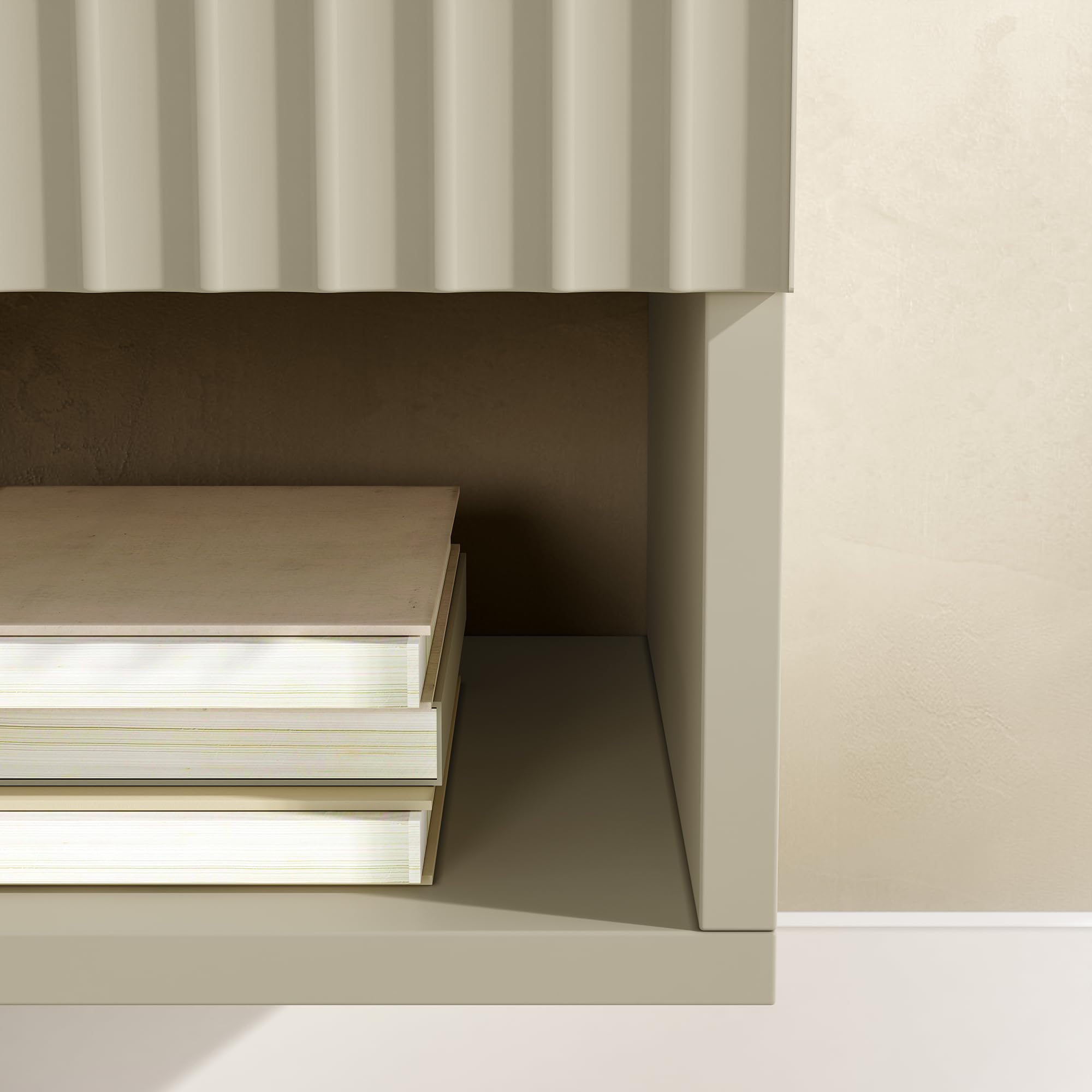 [en.casa] Comodino Sospeso da Parete con Cassetto 42x30x30 cm color Sabbia