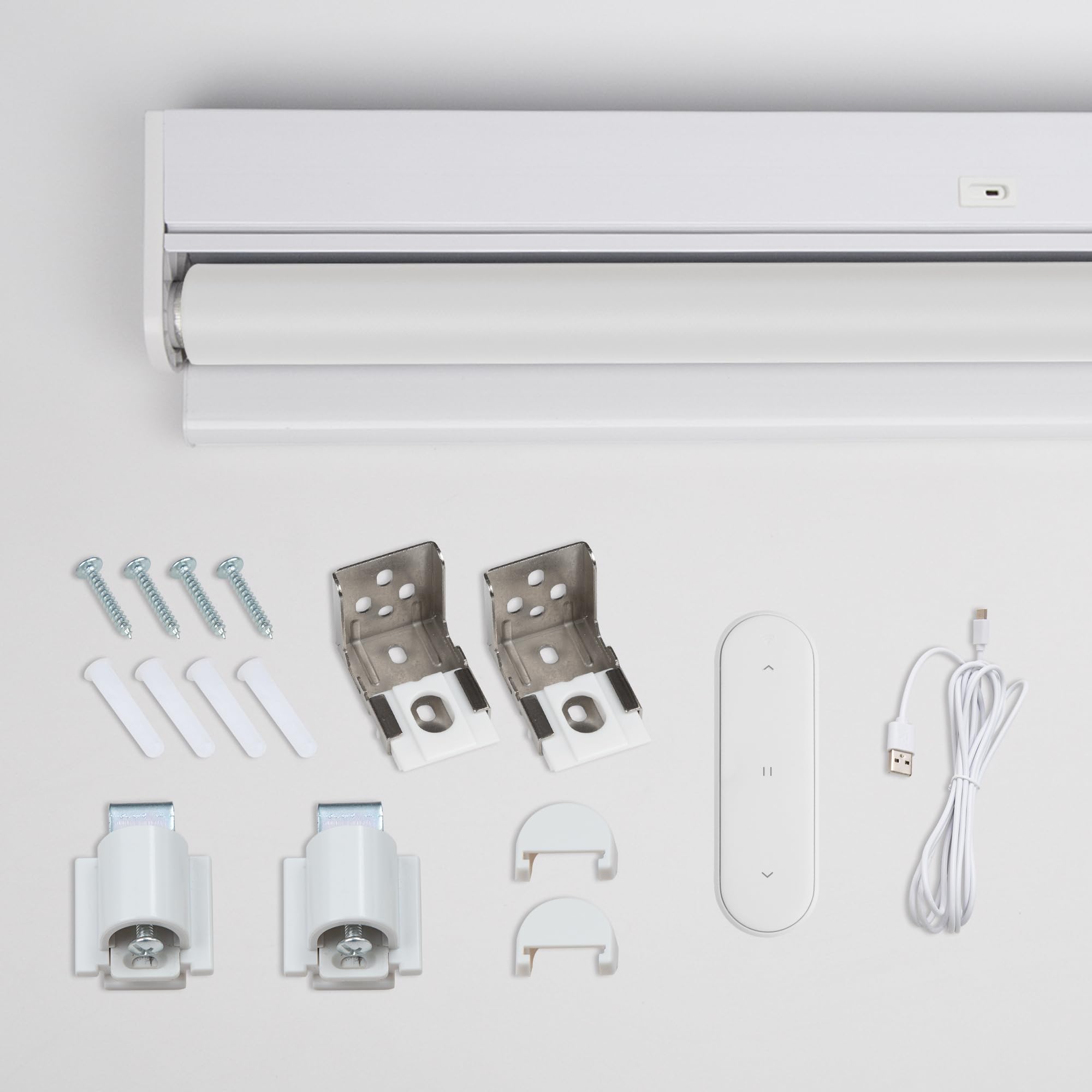 HOMEDEMO Tende a rullo oscuranti motorizzate con betteria e telecomando, Bianco, 60x130cm, tenda motorizzata per interni Senza Foratura, veneziane da interno Giorno e Notte, per Porte e Finestre