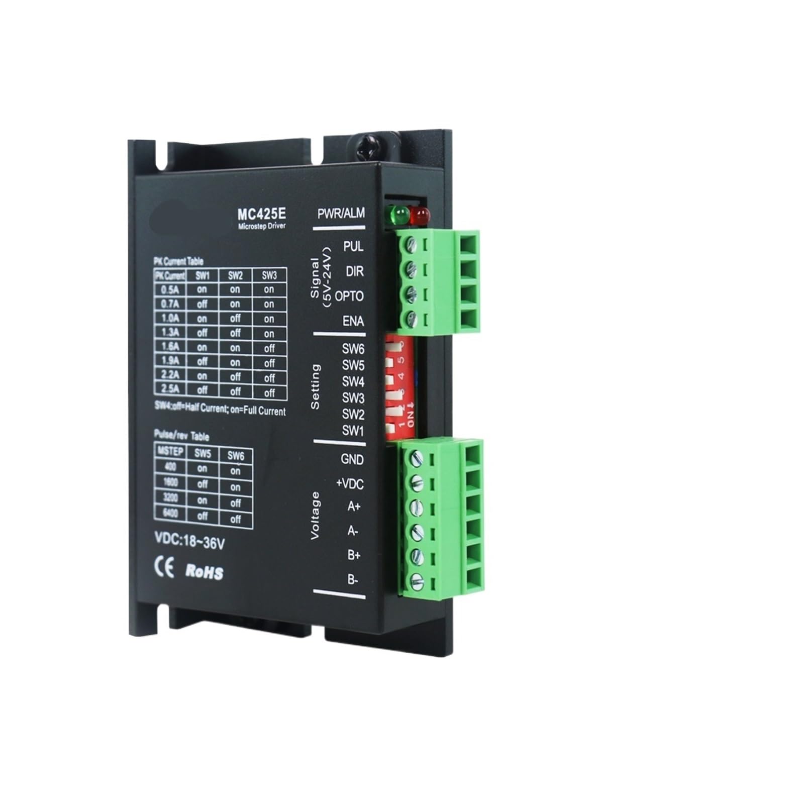 EKFBQBGW DC18V～36V 2.5A 400～6400ppr 60～480rpm electronic starter Driver Stepper 2 Phase Nema17 OpenLoop Stepper electronic starter Driver for Machine(MC425E)