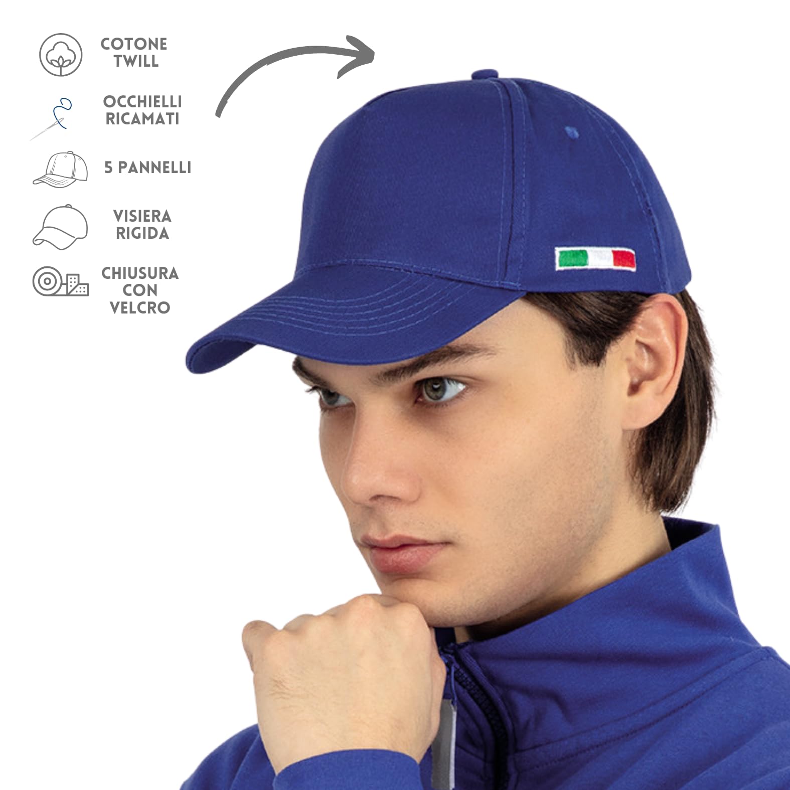 Stock da 10 Cappellini Personalizzati con Logo Gadget Personalizzabili Promozionali con Stampa per Eventi, Gite, Fiere, Aziendali Berretti Pubblicitari da Uomo e Donna Stampati con Visiera PM102