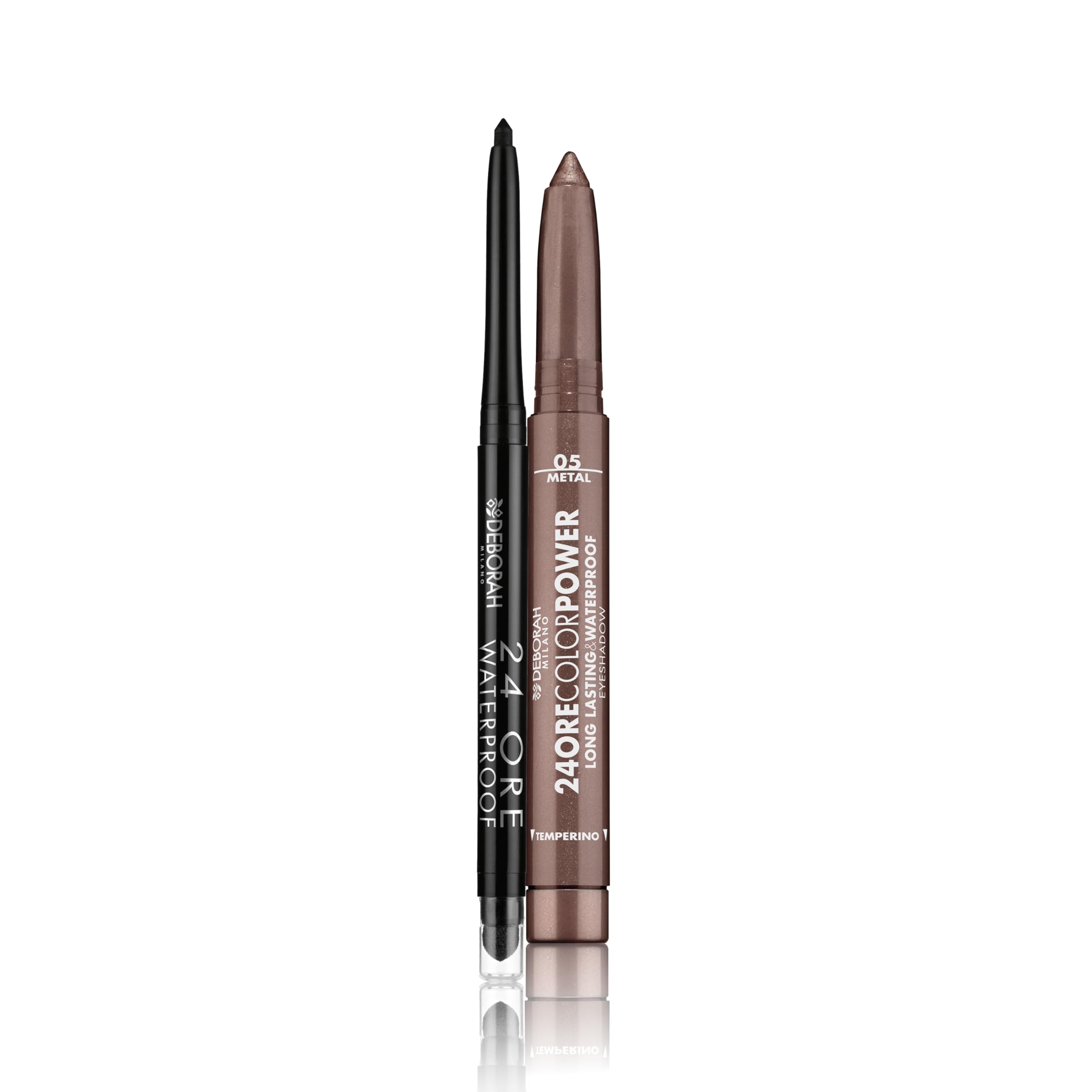 Deborah Milano Make-up-Set: 24h Augenstift Schwarz & Color Power Lidschatten Braun, Wasserfest & Langanhaltend