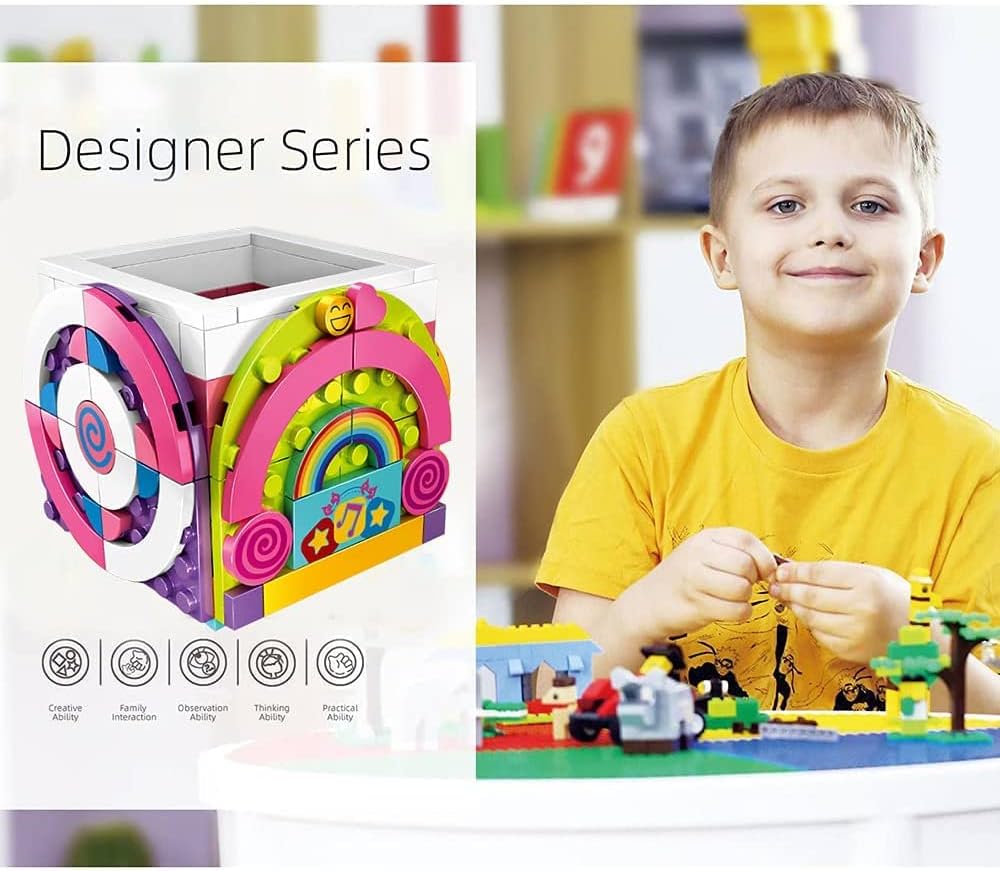 SIENON Dots Rainbow Pencil Holder Building Blocks, DIY Creative Craft Bricks Pen Holder Kit, Fun Construction Jewelry Organizer Box Toys for Kids Birthday Christmas Gift