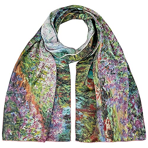 VON LILIENFELD® Scialle Seta Sciarpa Donna Accesorio Satin Arte Fiore Claude Monet: Il giardino