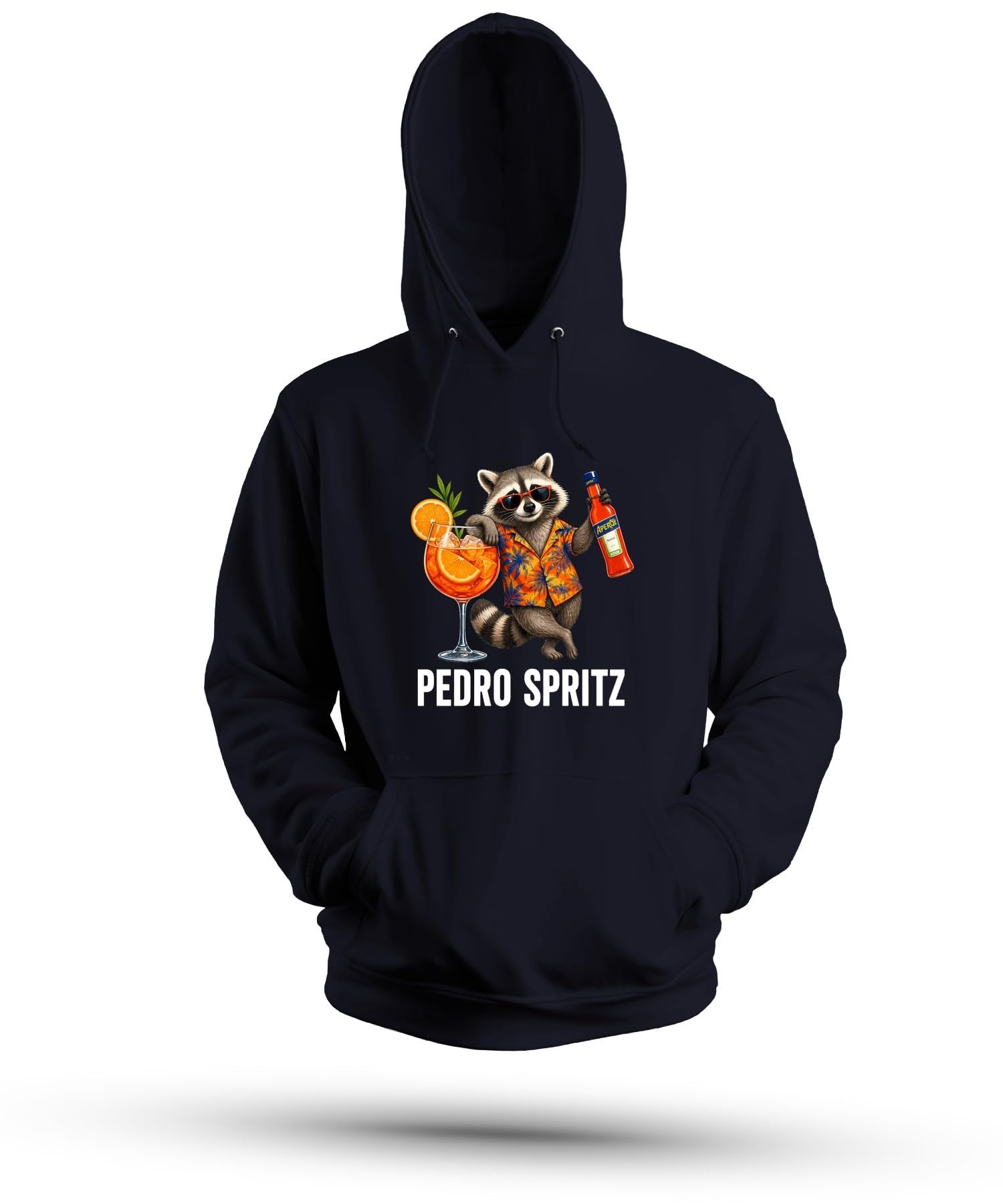 Pedro Spritz Statement bluza z kapturem | Sarkazm aperitif śmietpanda Trash Panda wieczór dziewczęcy JGA bar na plażę pomarańczowy likier kostki lodu tropikalny retro
