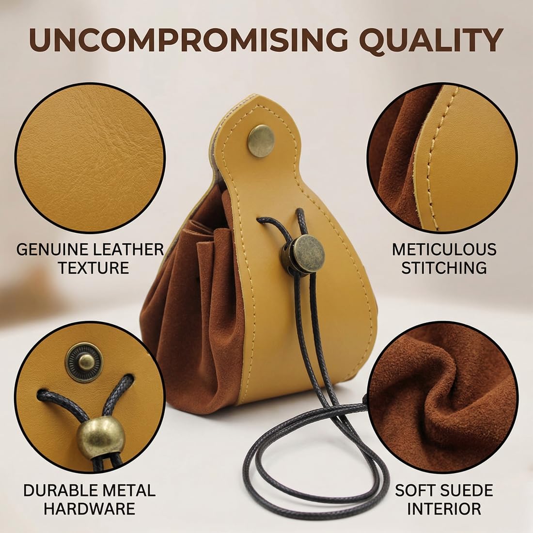 Borsa per Dadi, Vassoio Dadi Set, Adjustable Dice Collector, 2 in 1 Sacchetto Porta Dadi Velluto, Vassoio vuoto con coulisse e bottone Borsa porta dadi in pelle, per Monete e Tabacco