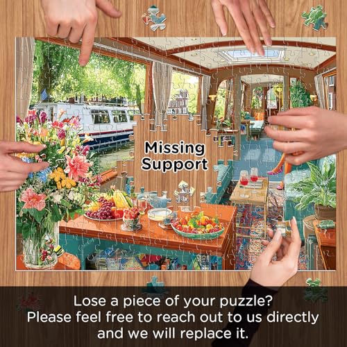 Puzzle de 500 piezas para adultos FaPtoo con imagen de interior acogedor de barco en canal, cartón reciclado ecológico miniatura 6