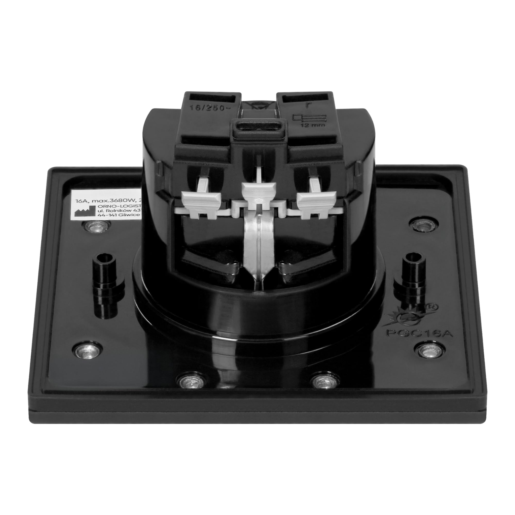 Enchufe Empotrable Negro Mate de Diseño Moderno | Con Tapa Hermética IP44 para Baño y Cocina | Enchufe de Pared Tipo Schuko Premium 1x2P+T (Negro)