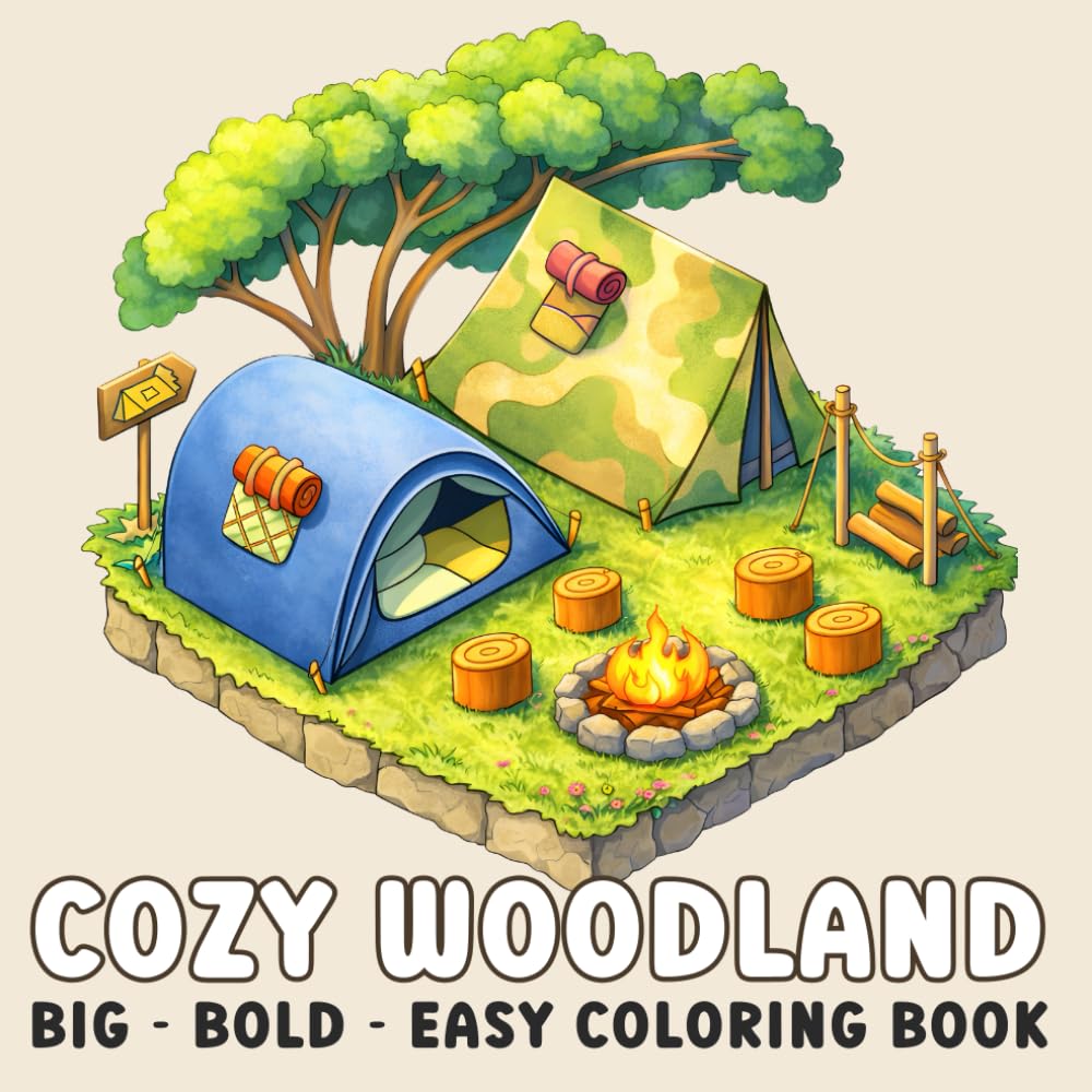 Cozy Woodland Adventures Coloring Book: Hygge, Calm Camping, and Nature Scenes for Adults and Teens (Easy Strokes)