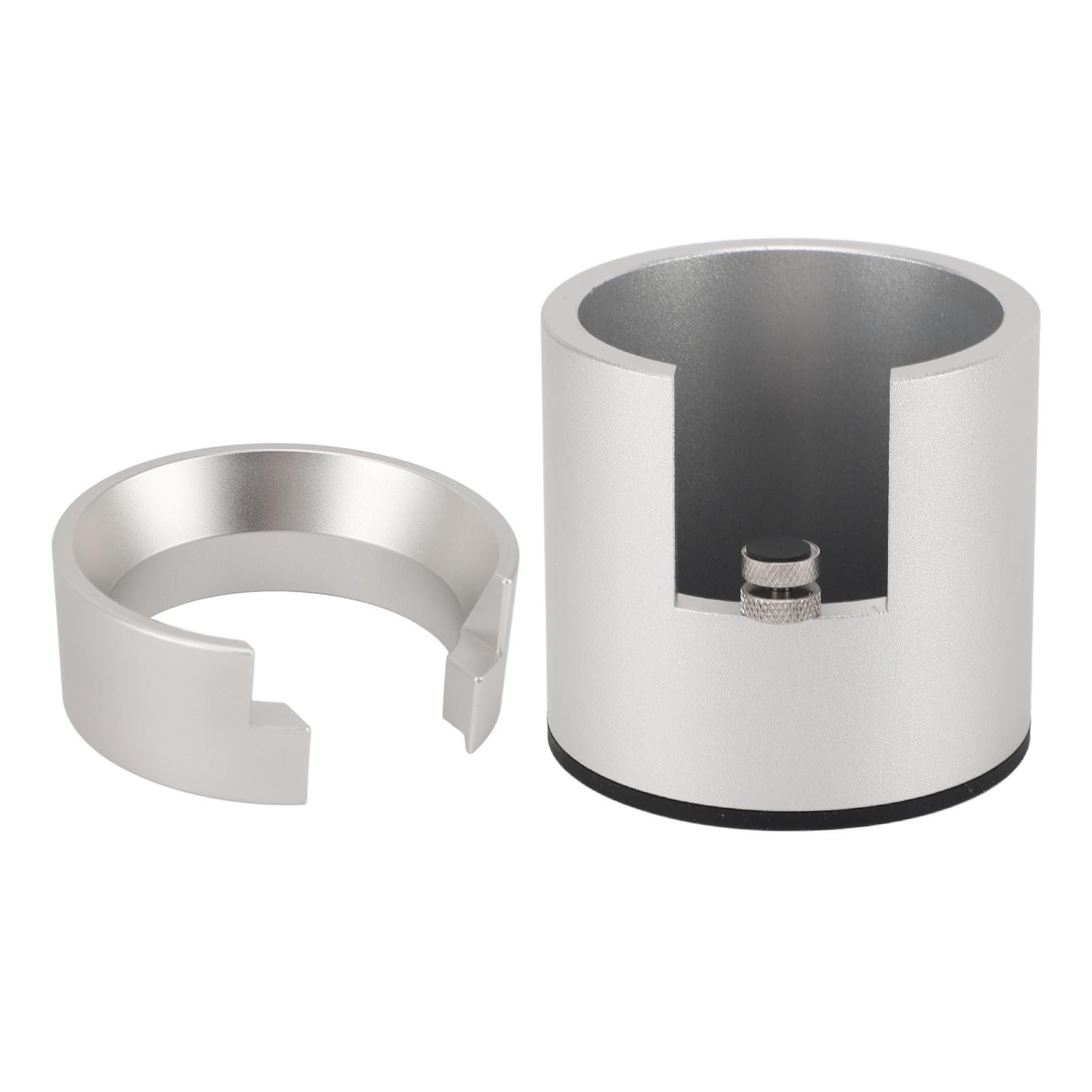 Jeanoko Uchwyt na Filtr do Kawy z Lejkiem Dozującym, Stojak do Ubijania ze Stopu Aluminium do Kolby do Ekspresu do Kawy 58mm, Domowy Barista (Srebrny)