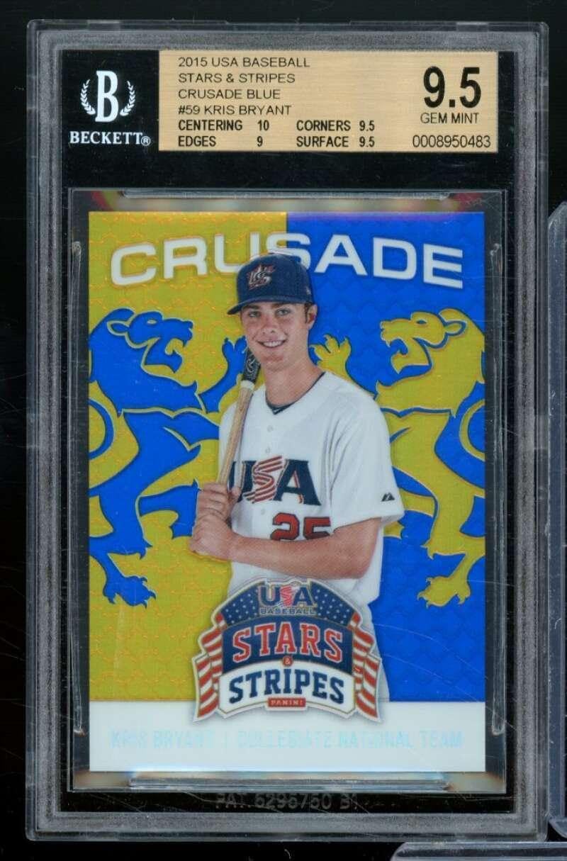 Kris Bryant Rookie Card 2015 USA Baseball Stars Stripes Crusade #59 BGS 9.5 - Baseball Slabbed Rookie Cards