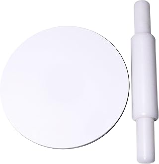 Navjai Chakla Belan Acrylic Transparent and Marble Rolling Pin and Chakla and Belan for Kitchen,Chaka Belan for Rotti Making Rolling Pin and Board Kitchen Accessories (CHAKLA BELAN White)