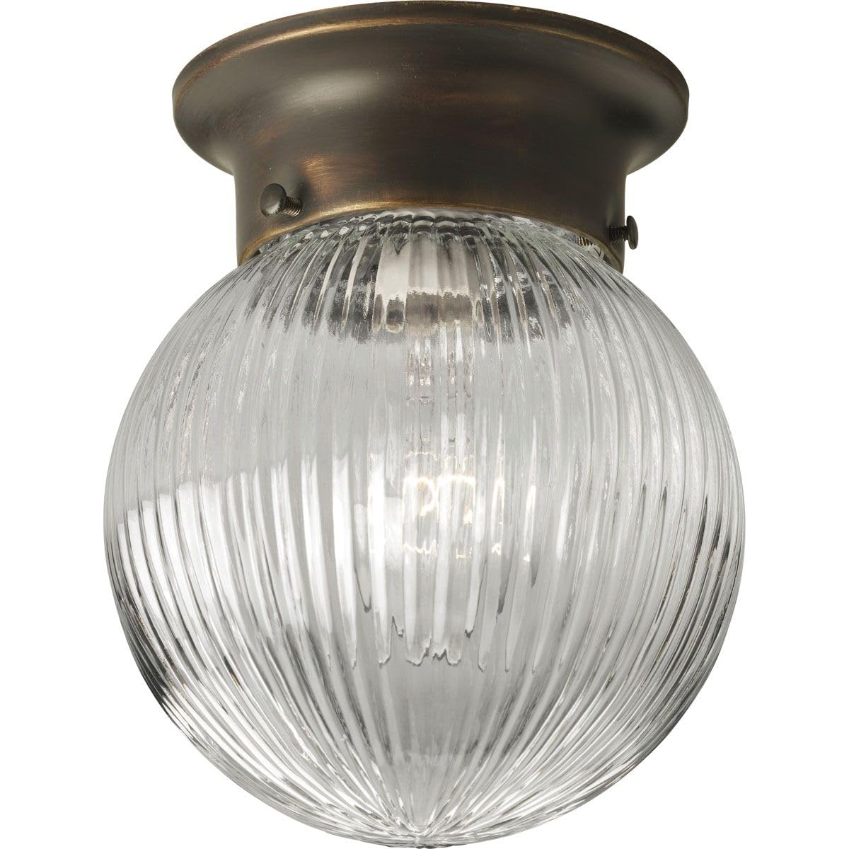 1-Light Glass Globe 6-3/8" Close-to-Ceiling, Indoor, P3599-20, Antique Bronze