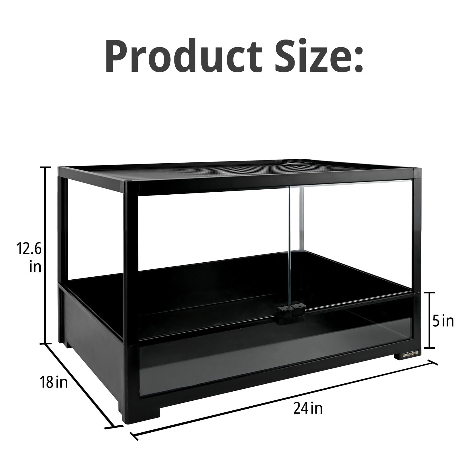 Terrario de vidrio para reptiles de 23 galones, 24 x 18 x 12.6 pulgadas, caja de jaula con doble puerta de apertura frontal y ventilación de pantalla superior para dragón barbudo, camaleón,