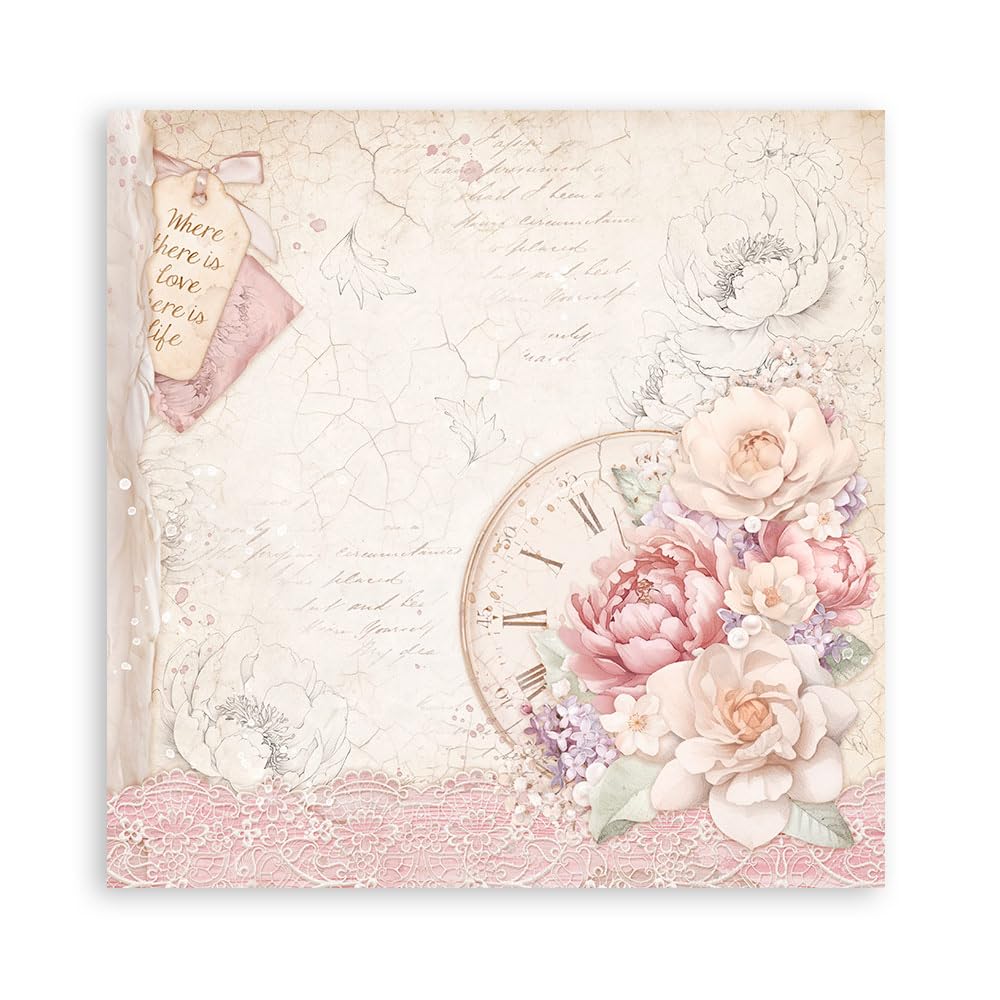Stamperia Bloc Scrapbooking 30,5x30,5 Cm – Home For The Holidays – Motifs Romantiques Noël