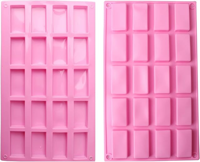 Silicone Mould Mini Rectangular Cake Mould, 20-Cavity Cake Baking Pans for Muffin Cake Jelly Ice, Chocolate Bar Mold, Soap Handmade
