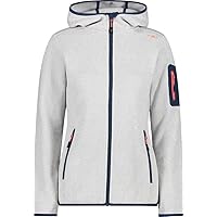 CMP Giacca in Knit-Tech da Donna con Cappuccio Fisso, Bone-Red Fluo