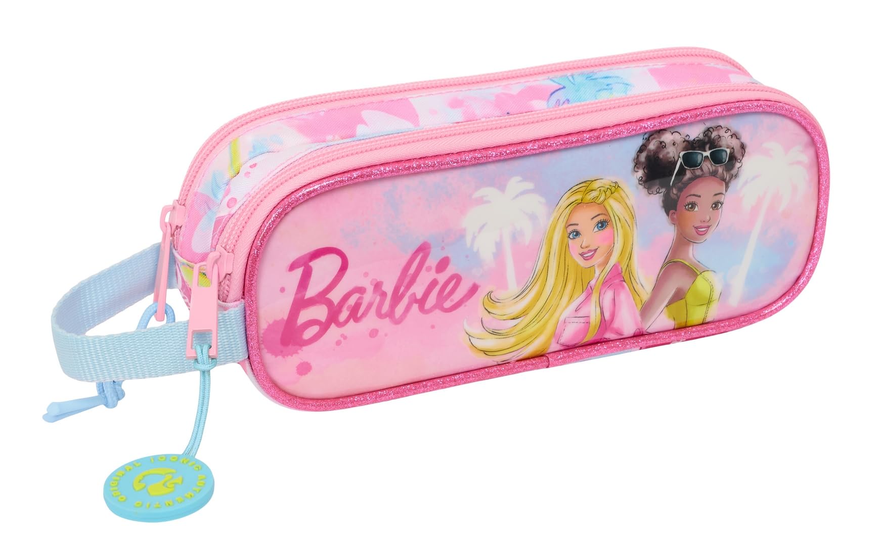 Safta BARBIE PAINTERLY – Double Child's Pencil Case, Children's Pencil Case, Ideal for School-Age Children, Comfortable and Versatile, Quality and Resistance, 21 x 6 x 8 cm, Pink/blue, M, Casual