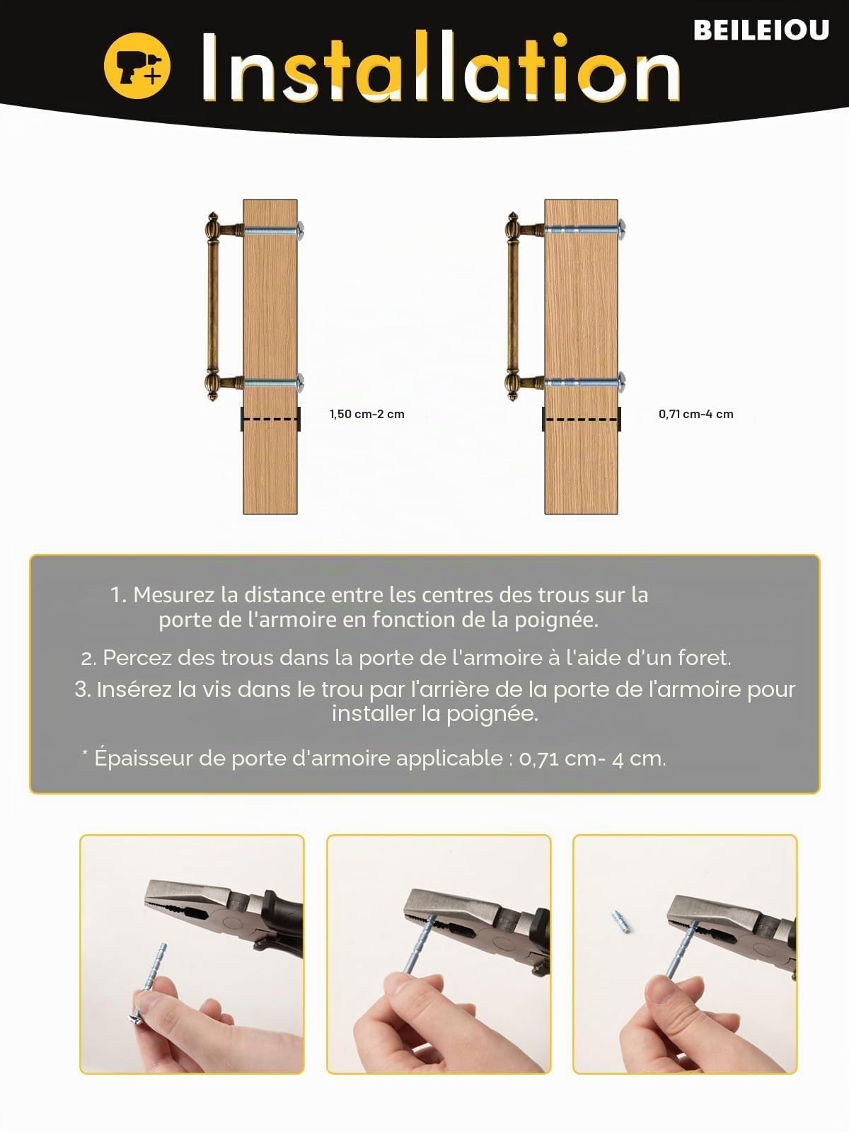 Poignées d'armoires en alliage de zinc en laiton antique, poignées classiques vintage pour tiroirs de 128 mm, poignées d'armoires de cuisine, salle de bain, commode, armoires (5, laiton antique, trou
