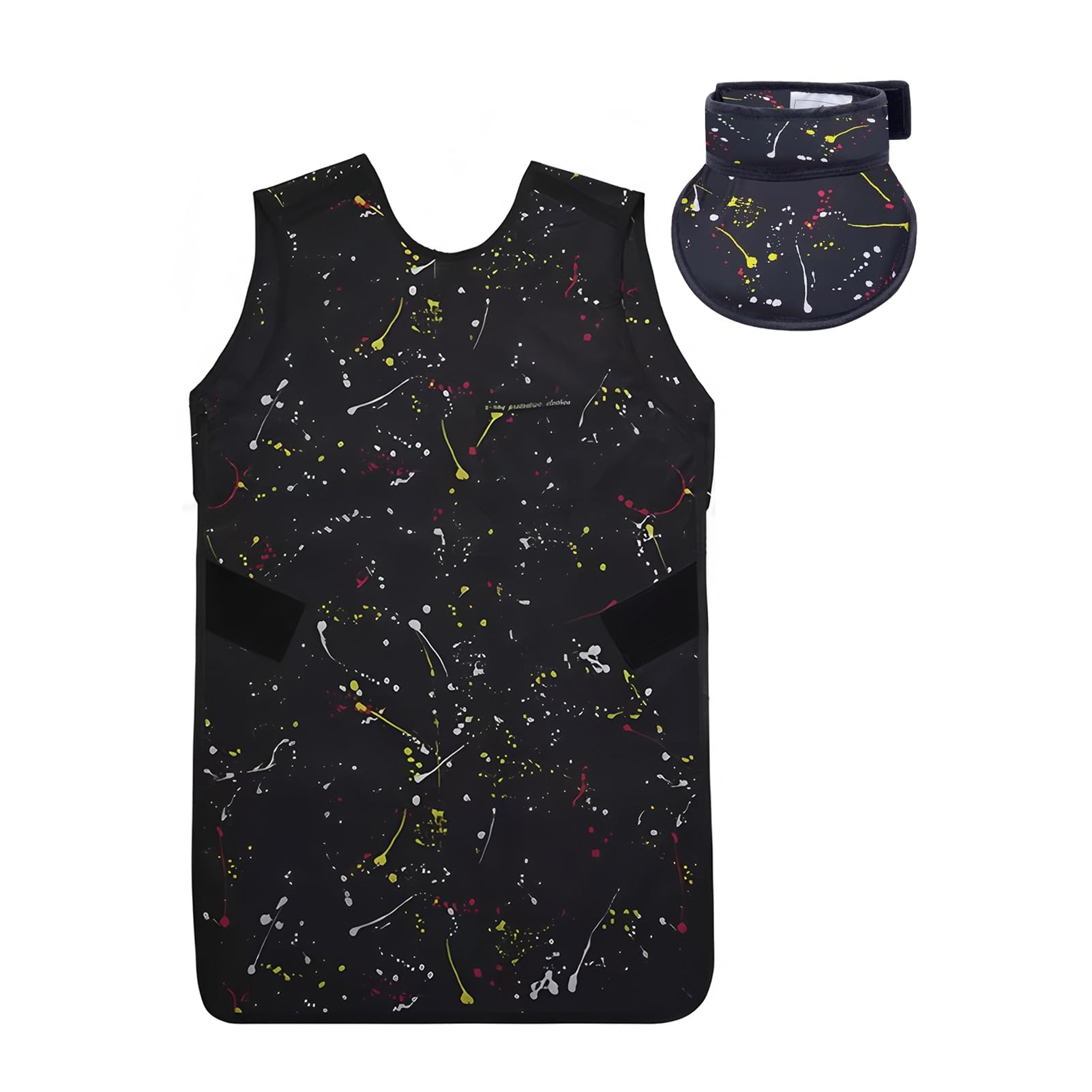 Grembiule In Piombo Morbido, Set Da 2 Pezzi, Camice In Piombo Nero Con Stampa Splash E Collare Tiroideo In Piombo, Per Radiologo(Black/0.5mmPb,L)