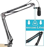 Vista 2 de Soporte de brazo de micrófono K669 con filtro antipop, compatible con Fifine K669, micrófono USB Fifine 669B con funda para cable de SUNMON