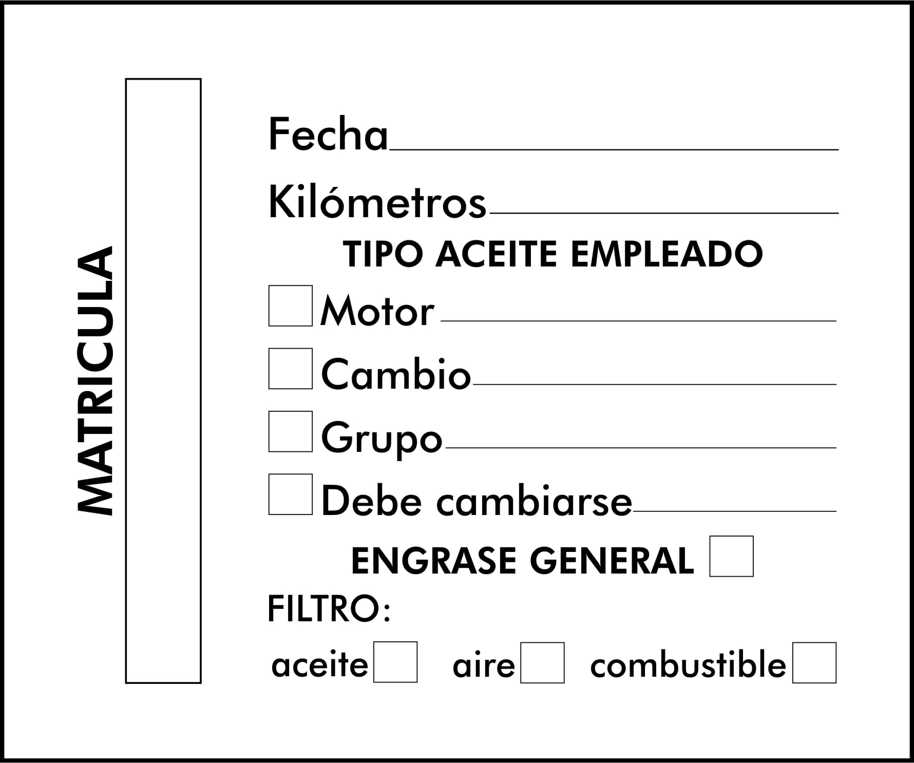 Autodomy Tarjetas Cambio Aceite Coche para Cristal Horizontal 6x5cm Personalizables | Elige de 250 a 1000 Etiquetas | Pack Pegatinas Adhesivas Mantenimiento Coche Impermeables