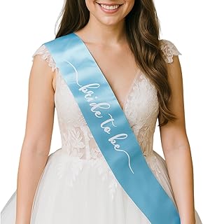 DuraSigns Bride to Be Sash, Wrinkle-free, Blue Satin with White Script, 35.5 Inches when folded, 4 Inches wide, Handmade Wedding Bridal Shower Accessory; Bach Party Decor, Engagement supplies