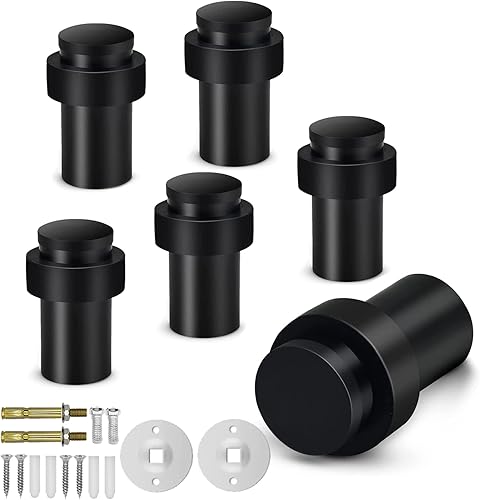 Miniatura 10 de Paquete de 4 topes de puerta topes de puerta cilíndricos negros para puerta parachoques de goma moderno comercial decorativo protector de pared