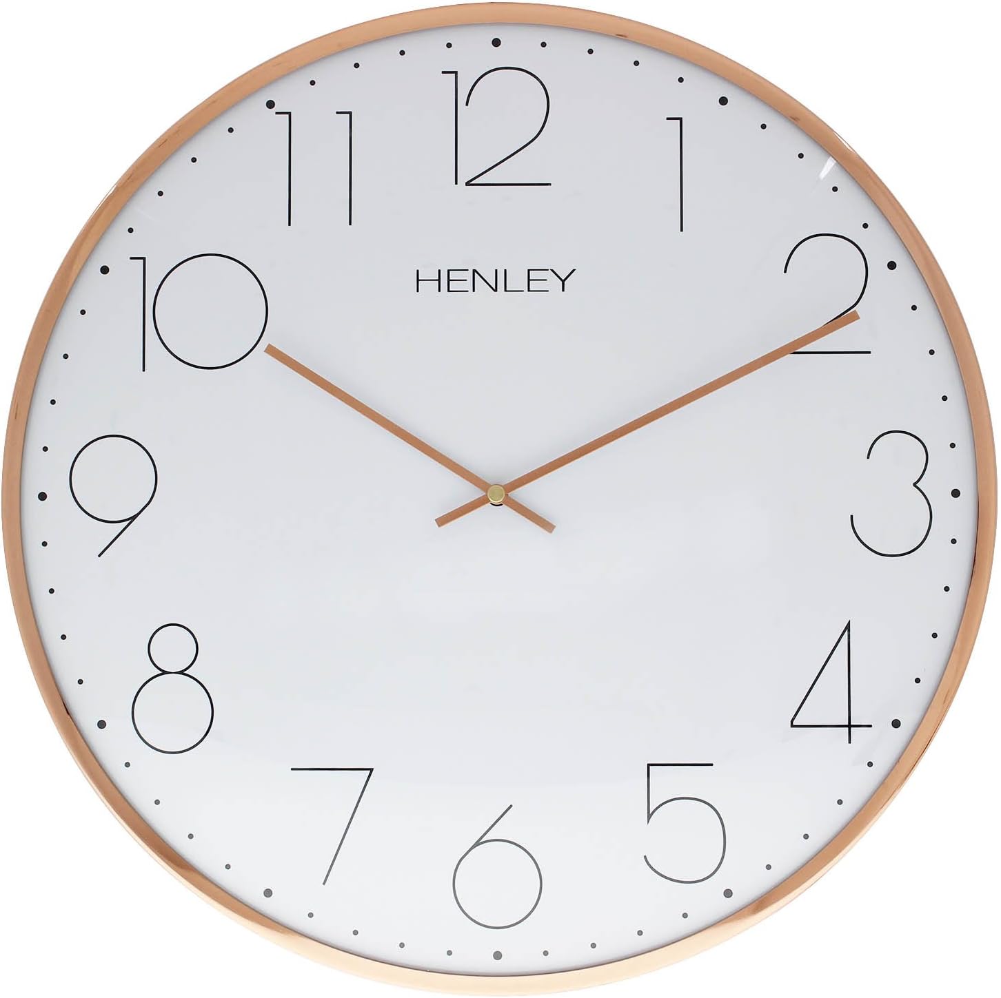 Henley 40cm Large Quiet Sweep Movement Shiny Copper Rim Living Room Wall Clock