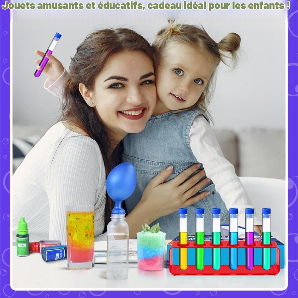 Tube a essai plastique, 7 pièces tubes à essais plastique enfants Tube à Essai avec Bouchon jeux d'eau pour enfants kit de test de laboratoire trousse scientifique familiale pour garçons et filles