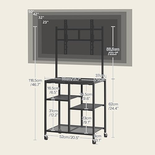 Miniatura 2 de HOOBRO TV Stand with Wheels and Mount for 50 Inch TVs, Mobile Corner TV Stand with Storage Shelves, Rolling Entertainment Center for Small Space,