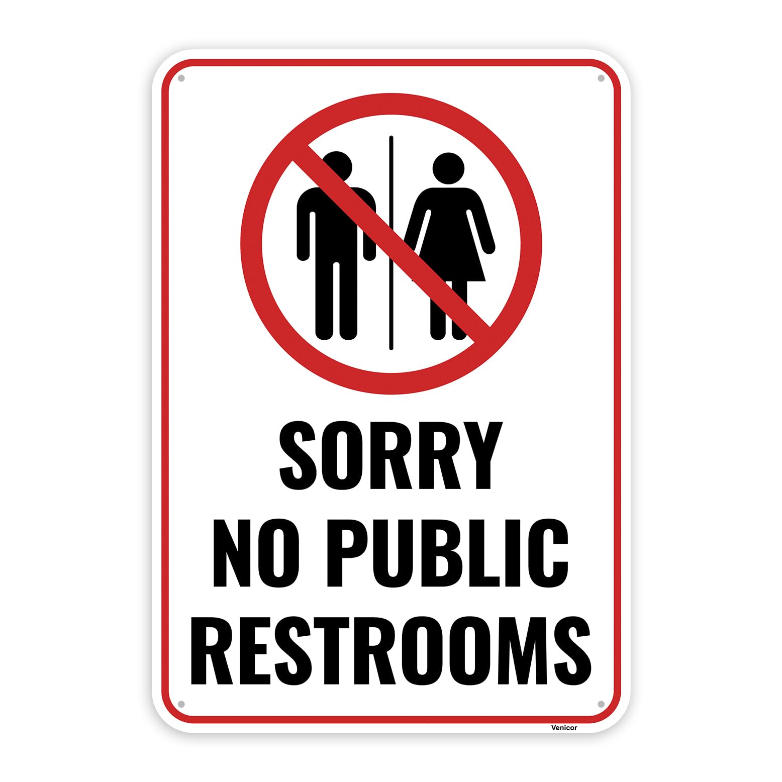 No Public Restroom Sign, Bathroom For Customers Only, Aluminum Business Plaque, 12x8 Inch