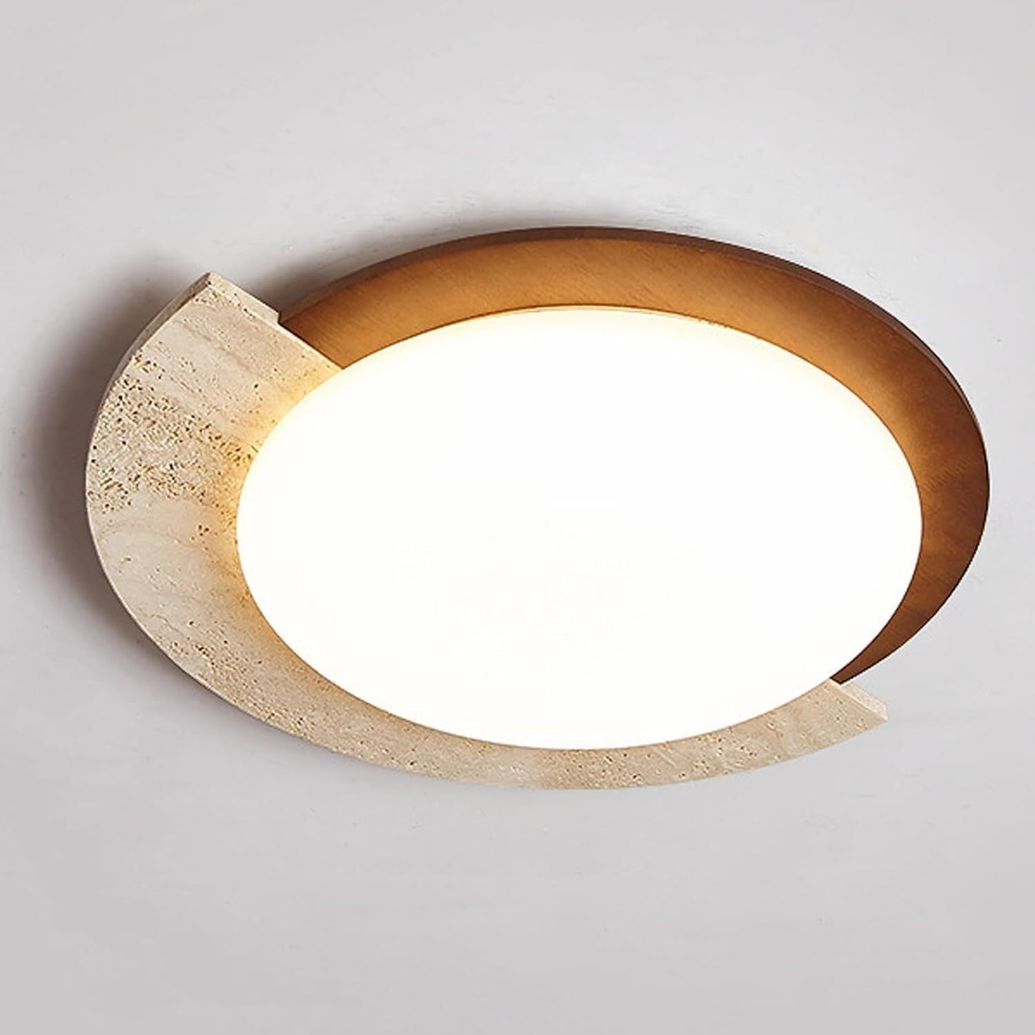 Plafonnier en pierre naturelle Wabi Sabi, lustre d'exception pour un salon minéral unique