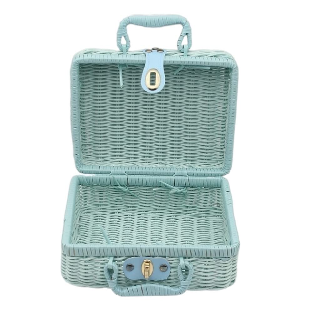 Basket Storage Box Kitchen bedroom Accessories Retro Rattan Picnic Wicker Suitcase with Hand Gift Woven Cosmetic Organization