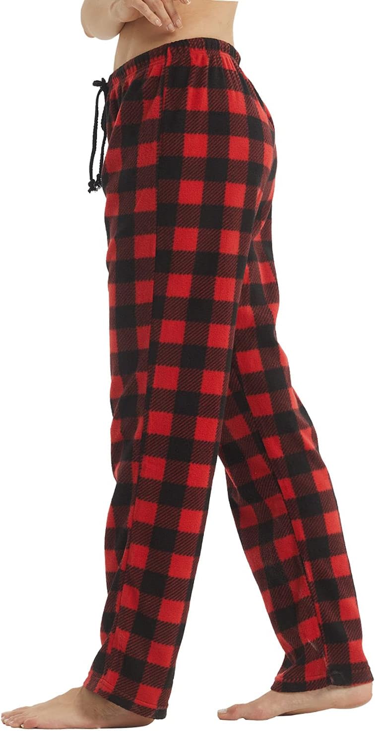 LANBAOSI Christmas Pajama Pants for Women Fuzzy Pack Long Fleece Buffalo Plaid Pj Bottoms Soft Drawstring Lounge Sleepwear - Image 2