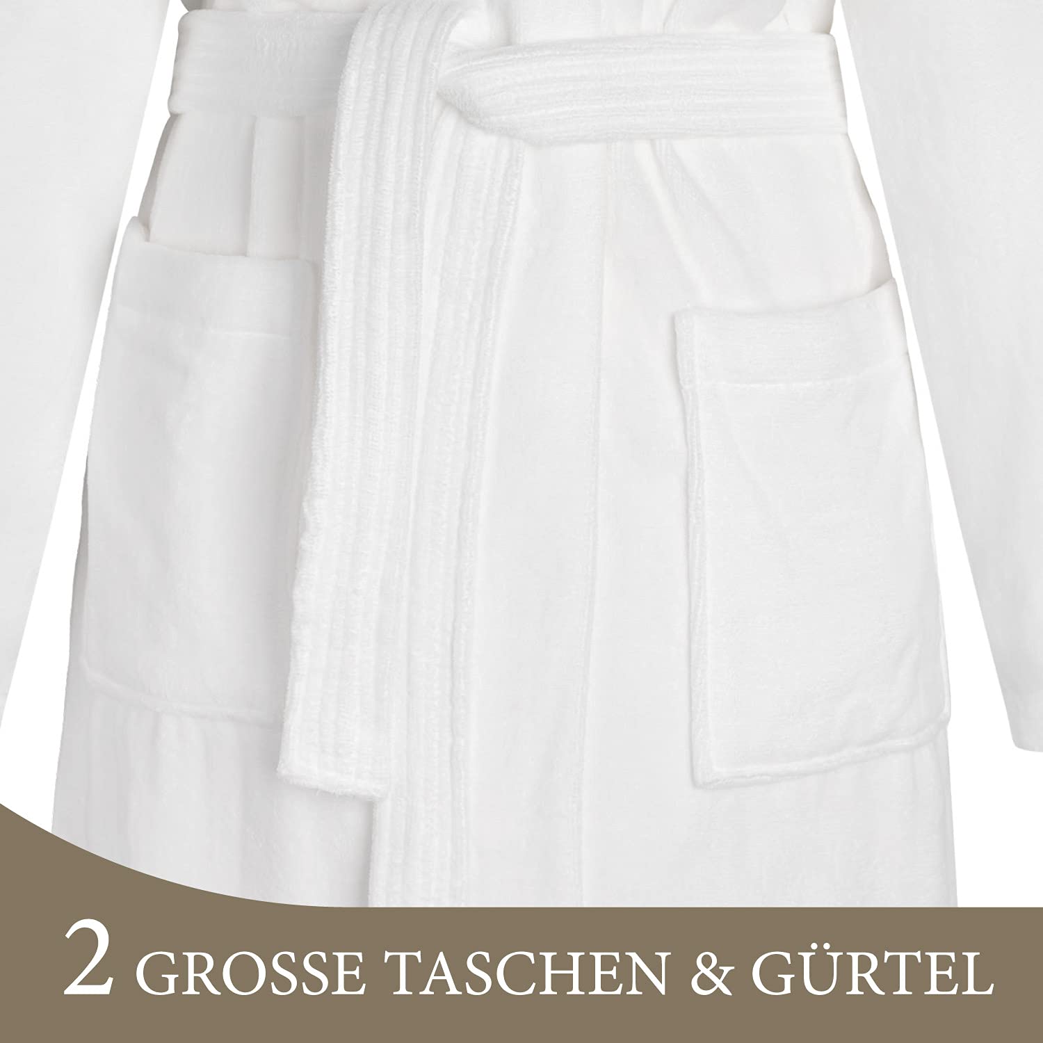 Smyla Premium Baumwoll Bademantel personalisiert mit Wunsch-Text | personalisierte Geschenke Damen Herren | Sauna Kimono Morgenmantel flauschig