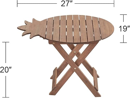 Miniatura 2 de Teal Island Designs Monterey - Mesa auxiliar plegable de madera de acacia moderna para exteriores, 21 x 19 pulgadas, listones de pescado natural,