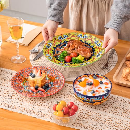 vancasso 18-Piece Dinnerware Sets,Ceramic Plates and Bowls Sets Service for 6, Bohemian Style Porcelain Dishes Set for 6, Microwave and Dishwasher Safe, Scratch Resistant,Non Toxic, Series KRVI by vancasso - Image 9
