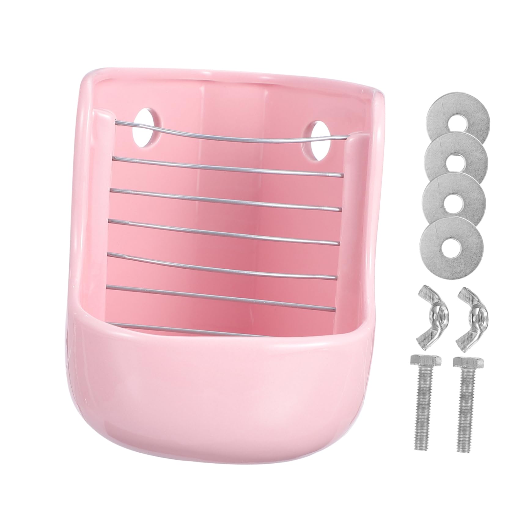 Mangiatore per Cibo e Fieno in Ceramica per Conigli Cincillà, Alimentatore Separatore Urina Base Antivibrante e Struttura Smontabile