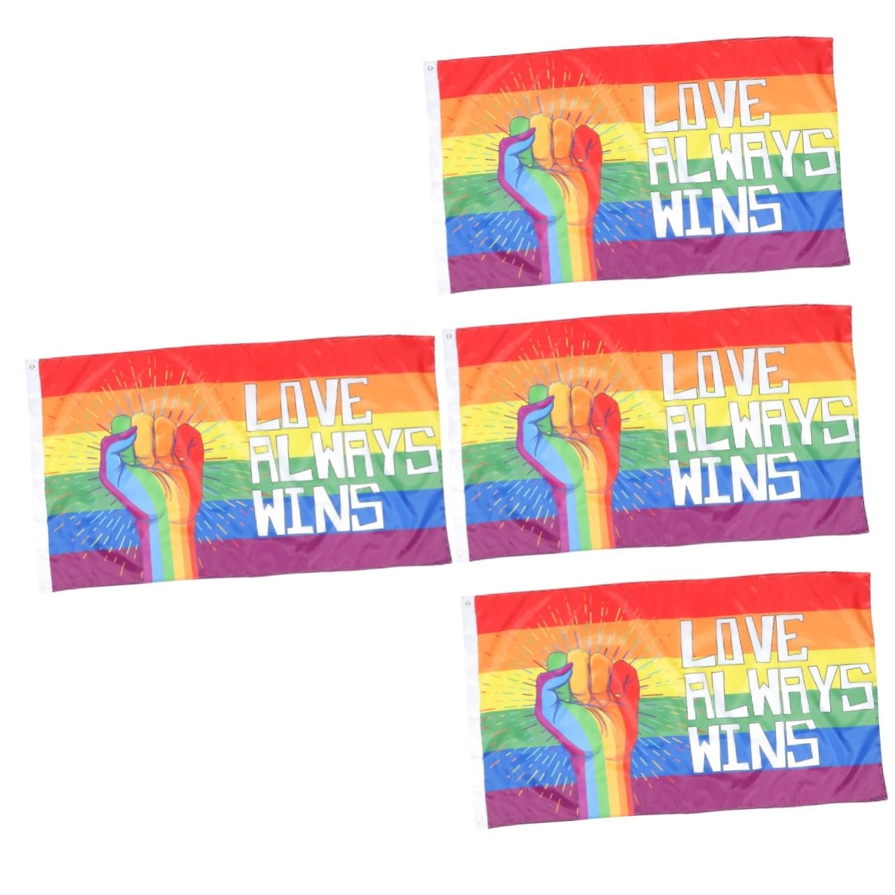 Drapeau arc-en-ciel anti-UV et intempéries avec motif poing pour extérieur et intérieur