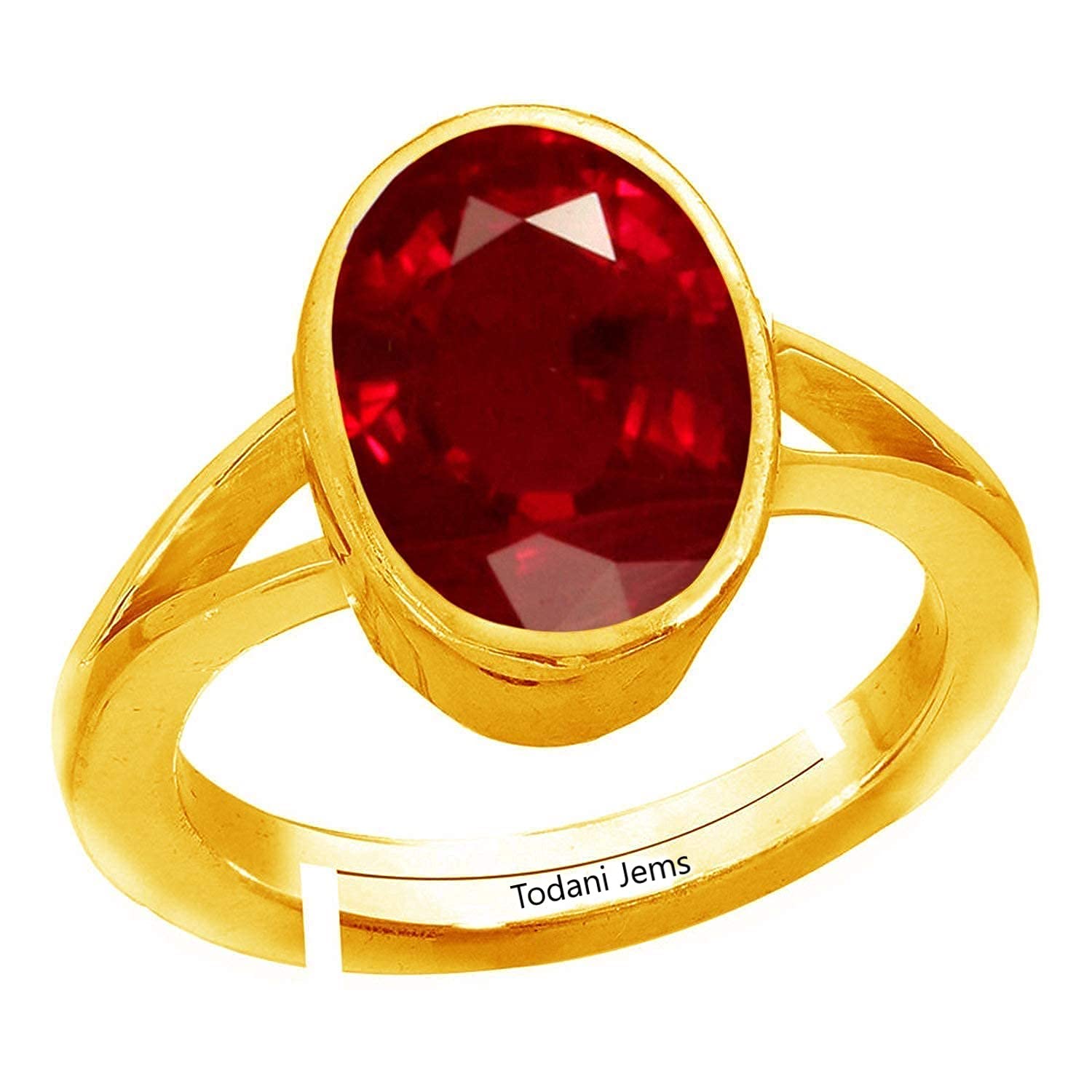 TODANI JEMS7.25 Ratti Natural Ruby Manik Gemstone Stone Ring With Lab Certificate, Gemstone, Ruby
