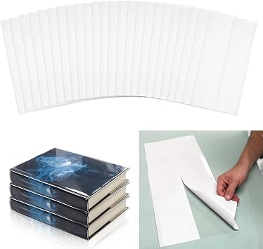 20 Pcs Fold-On Archival Book Jacket Center-Slit Books Dust Jacket Covers Clear Archival Book Cover Protector for Librarian Collector 12" H X 26" L