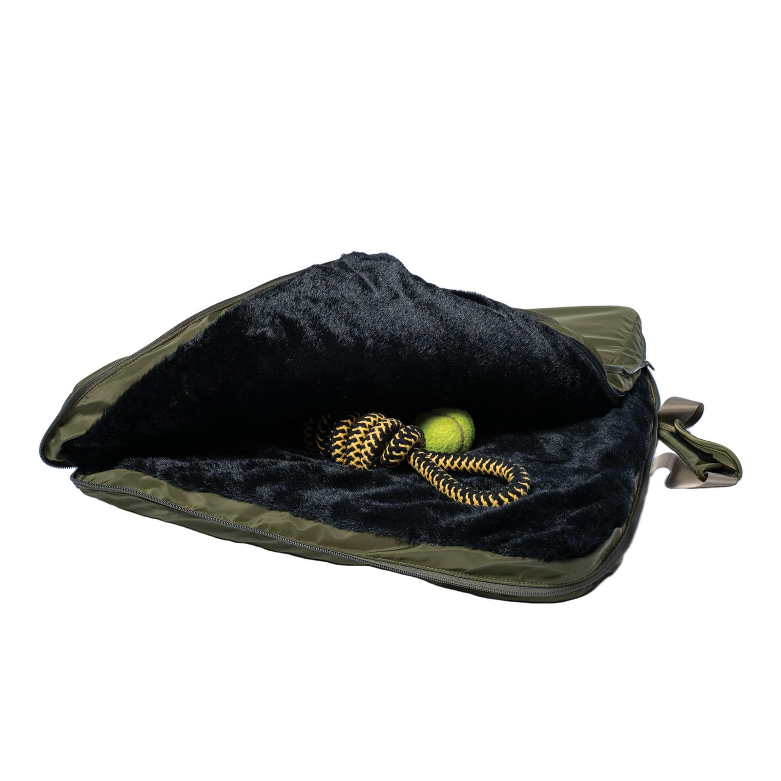 4 Cats & Dogs Gus Travel Bed – Medium (29.5? x 39.5?), Army – Portable Pet Bed for Dogs & Cats, Soft Faux Fur, Washable Water-Resistant Nylon, Zips into Suitcase w/Handle, Great for Travel & Camping