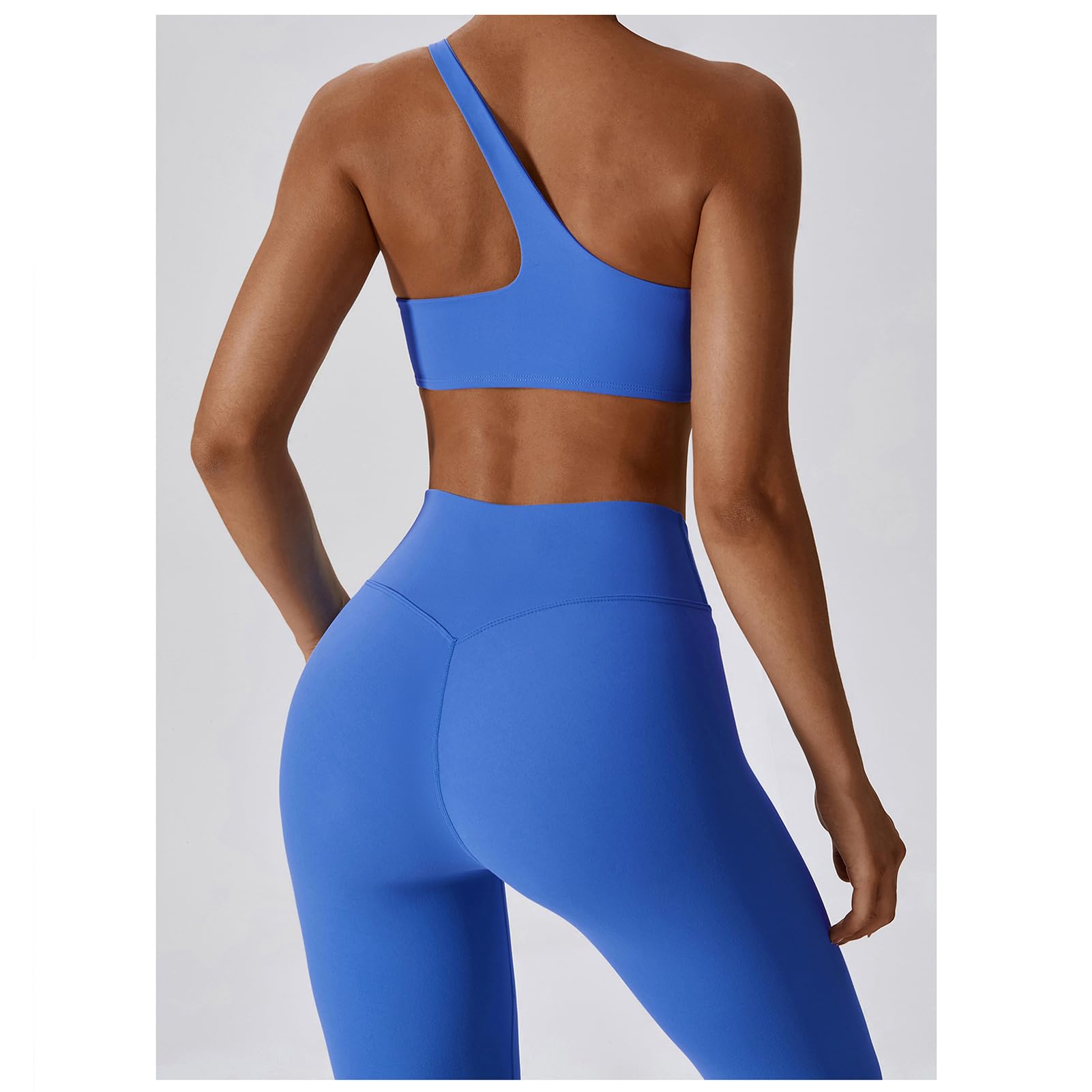 Damski zielony 2-częściowy seksowny zestaw do jogi - krótki podkoszulek bodycon legginsy kombinezon na siłownię i fitness, NIEBIESKI, S