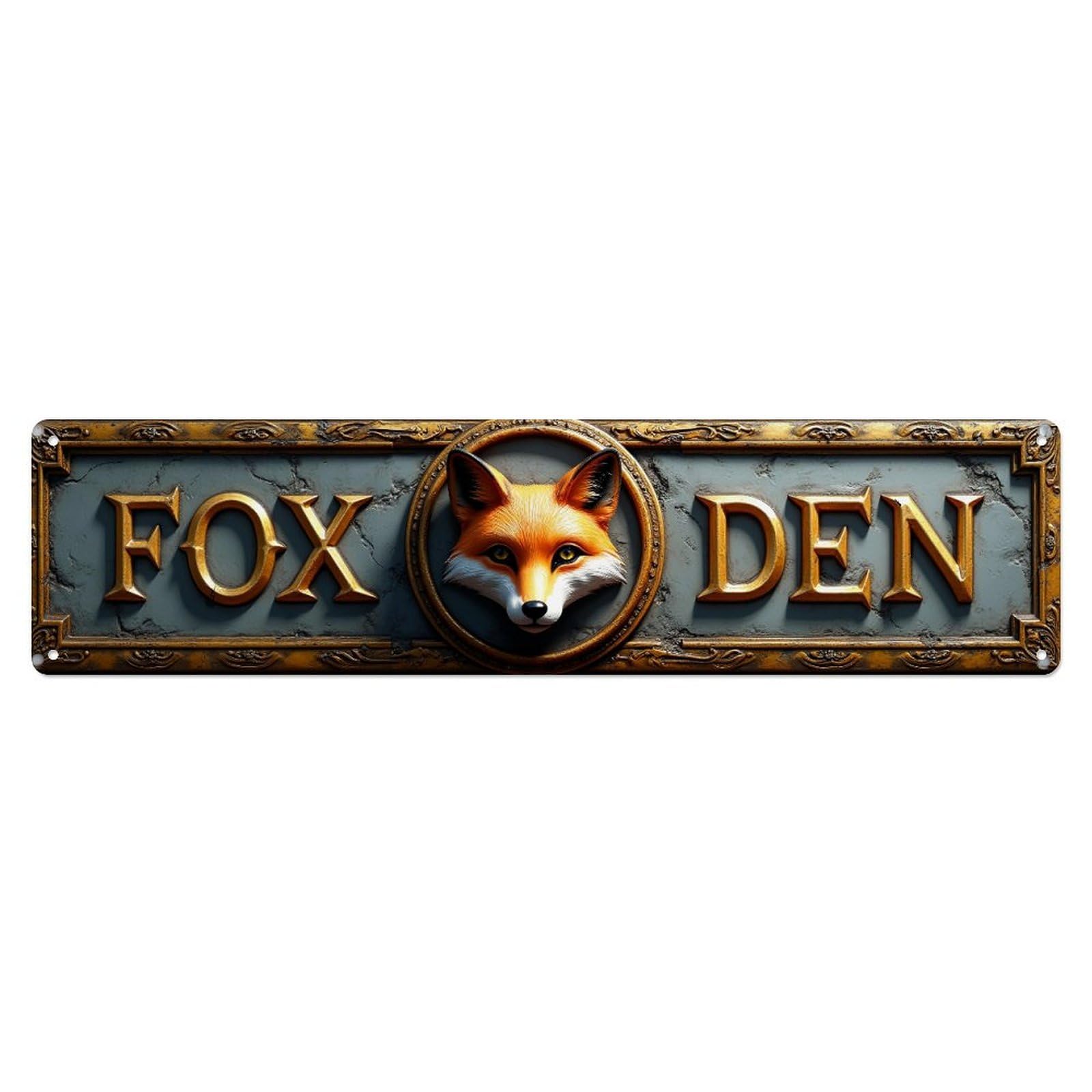 Fox Den Logo Design Art Metal Tin Sign Plaque