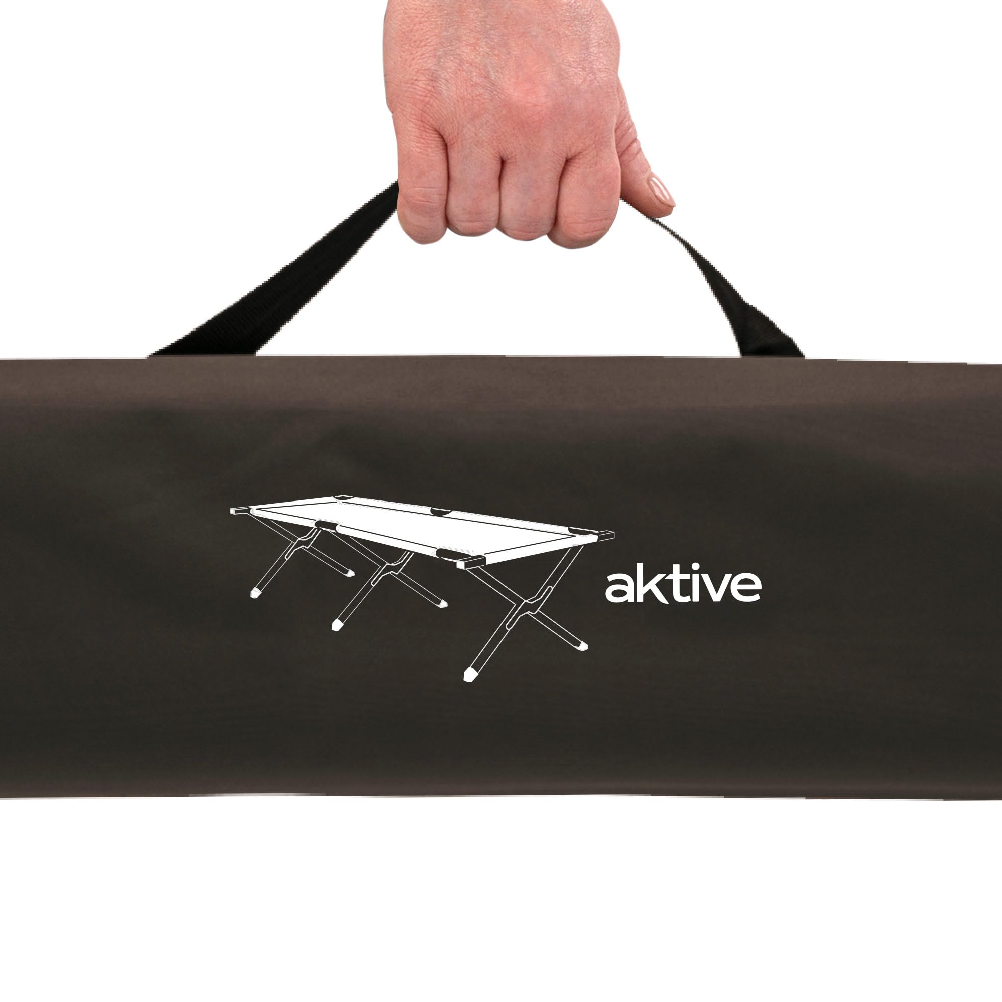 AKTIVE Cama plegable Camping, Cama portátil de fácil transporte, Medidas 190x64x42 cm, Plegado fácil, antideslizante, Con asa de transporte, Accesorios camping (52991)