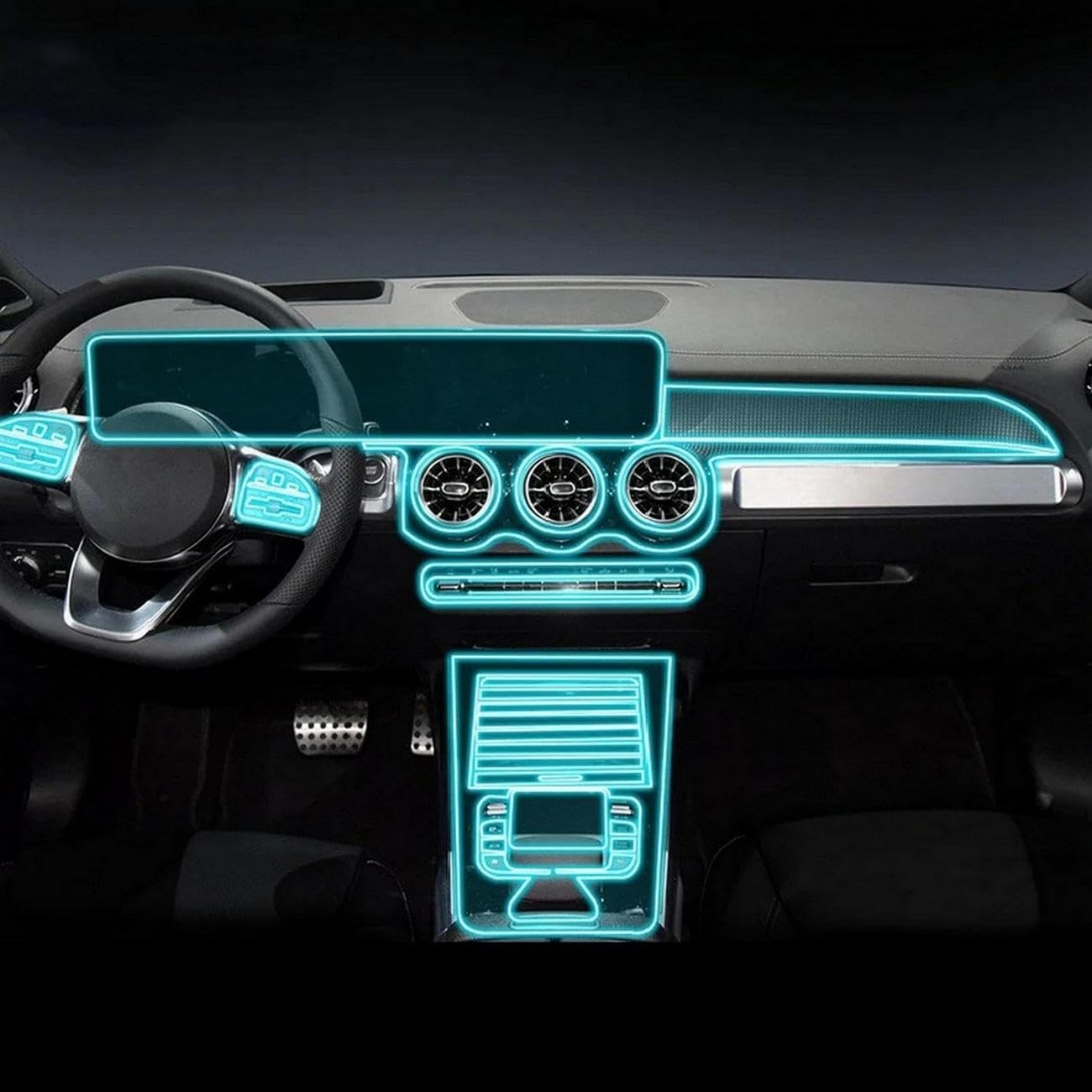 Película antiarañazos de TPU transparente para consola de Mercedes EQB 260 y 350 2022