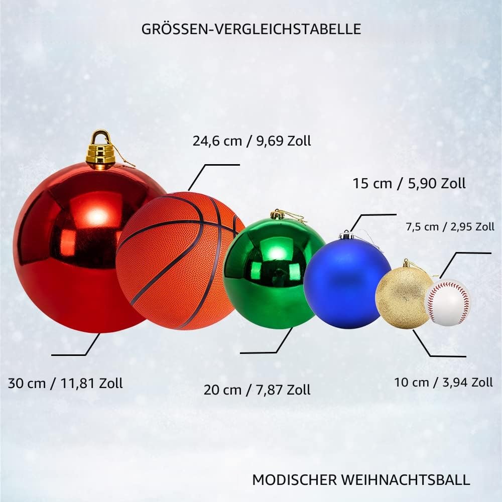 Benjia Weihnachtskugeln Groß Aussen, Dekokugel Wetterfeste Riesen Große Gross XXL Outdoor Draußen Draussen Kunststoff Weihnachtskugel Christbaumkugeln Kugeln Weihnachten (10cm/6STK, Gold)