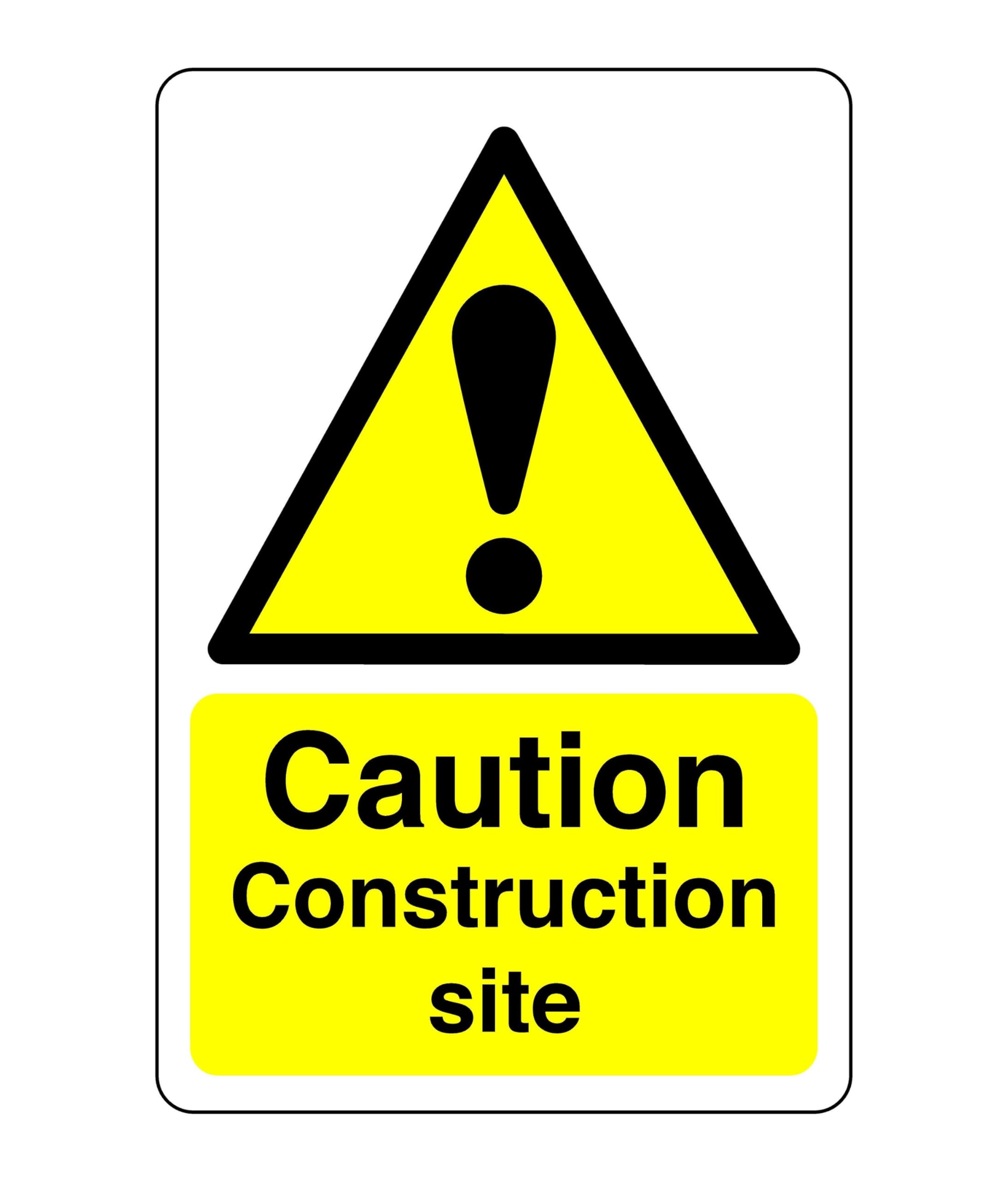 Safety First Display LTD Caution construction site - High tack self-adhesive sticker (150mm x 100mm) Viewing Distance within 3m.