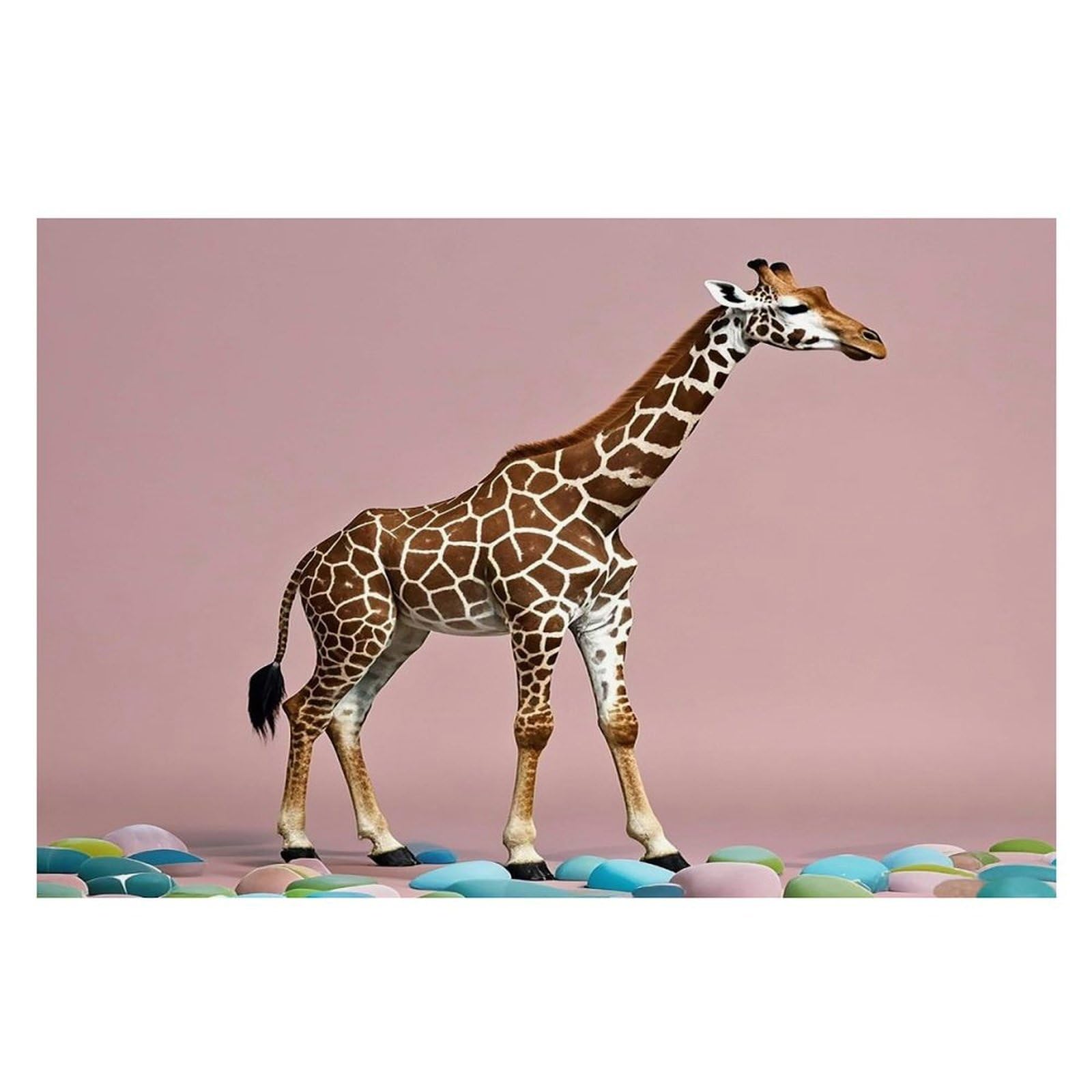 Cherry Giraffe Placemats Flax Place Mats for Dining Table Rectangle Non-Slip Table Mats Heat Resistant Washable Placemat for Kitchen Home Decor Party Outdoor 12" X 18"