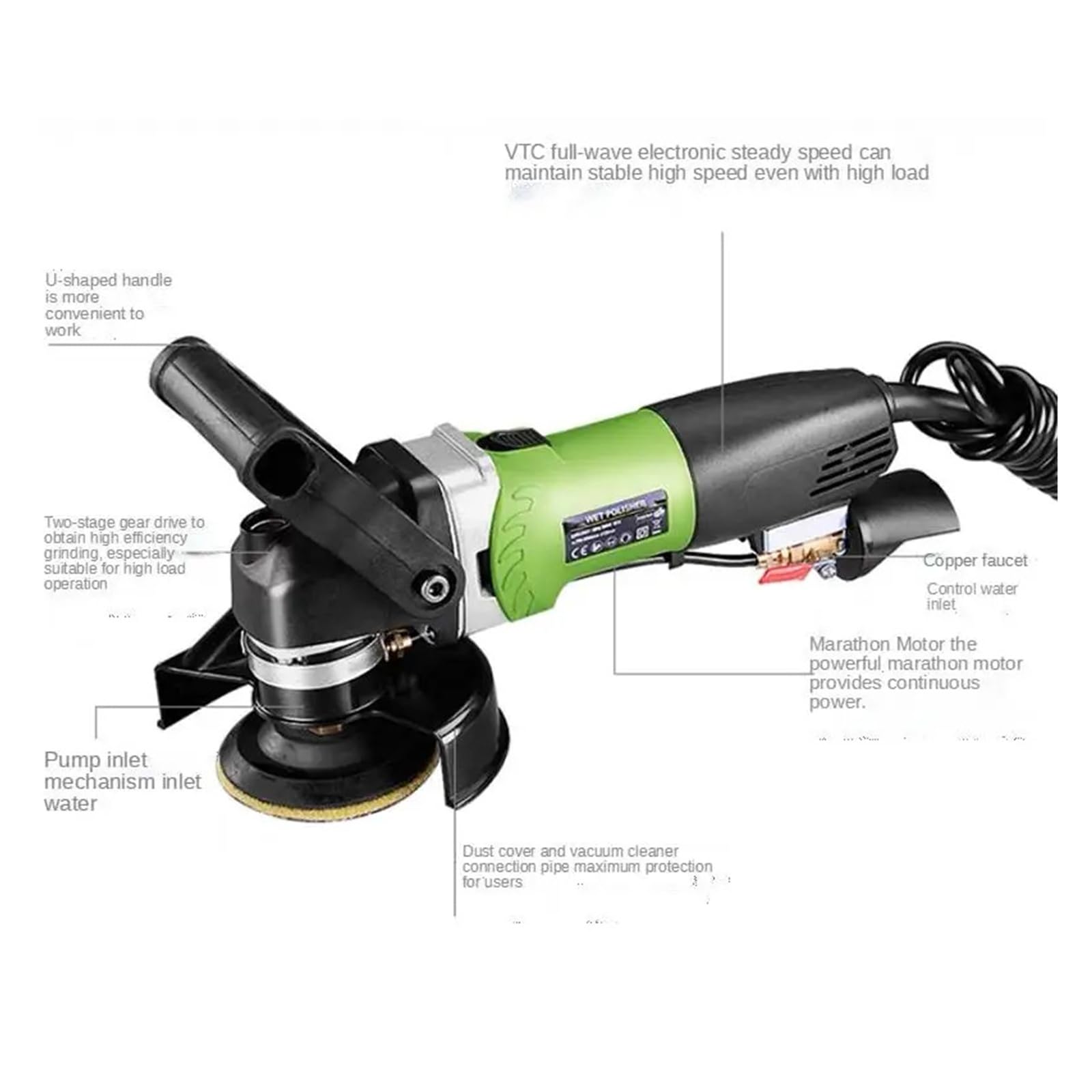 Utensili Professionali per la lucidatura Lucidatrice for Pietra a iniezione d'Acqua Portatile da 800 W, Tipo Pavimento in Cemento, Marmo, Alte Prestazioni
